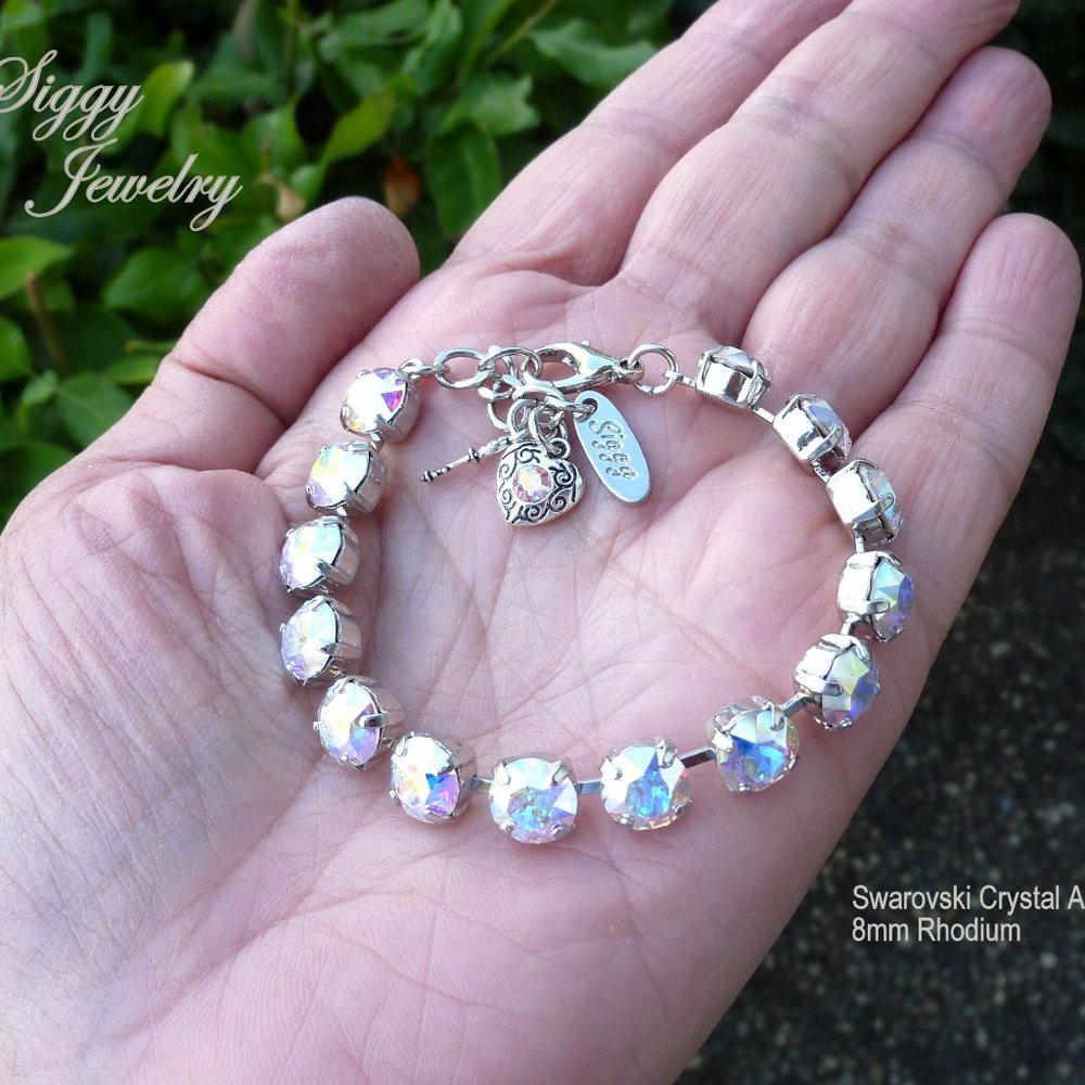 Swarovski Crystal AB Tennis Charm Bracelet - Picture 7 of 8
